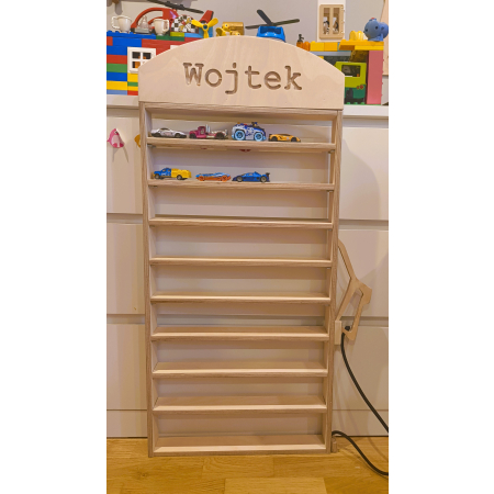 Drewniana półka na samochody, Montessori dystrybutor