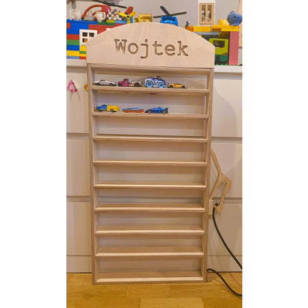 Drewniana półka na samochody, Montessori dystrybutor